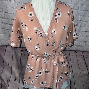 Faux wrap Sienna Sky shirt blouse M